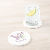 イニシャル+名前と花のデザイン コースター (側面)
