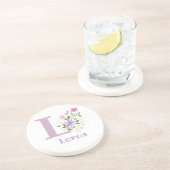 イニシャル+名前と花のデザイン コースター (側面)