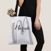 イニシャル(名前は白のシンプルとnice) トートバッグ (クローズアップ)