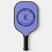 イニシャル、名前、または文字の手書き青い円 ピックルボールラケット (裏面)