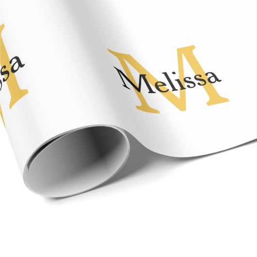 イニシャル 名前 ゴールド ブラック ホワイト オーダーメイド ラッピングペーパー (ロールコーナー)