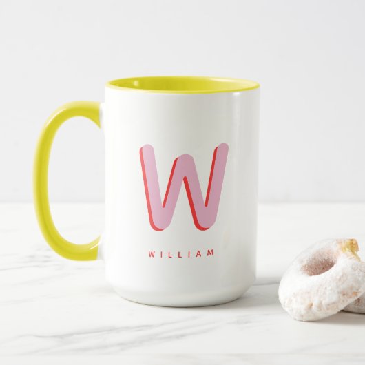 イニシャル 名前 モノグラム オーダーメイド マグカップ (ドーナツ付き)