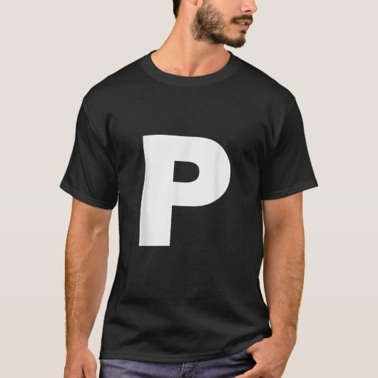 イニシャル 大文字 P アルファベット モノグラム Tシャツ (正面)