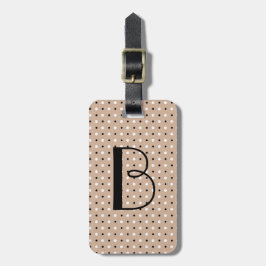 イニシャル、暗灰色のB&Wの水玉模様が付いている水玉模様のラベル ラゲッジタグ
