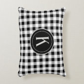 イニシャル、白黒バッファローチェック16x12 アクセントクッション (正面(垂直))