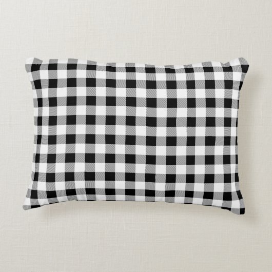イニシャル、白黒バッファローチェック16x12 アクセントクッション (裏面)