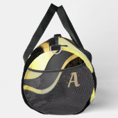 イニシャル、金ゴールドリボンデザインを黒に追加 ダッフルバッグ (右)