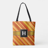 イニシャル; 金魚インスパイア着色されたストライプなパターン トートバッグ (裏面)