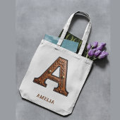 イニシャル「A」のウエスタンレザーモノグラム トートバッグ
