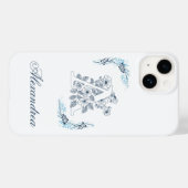 イニシャル "A" ブルーモノグラム 静かな花柄 Case-Mate iPhoneケース (裏面 (横))