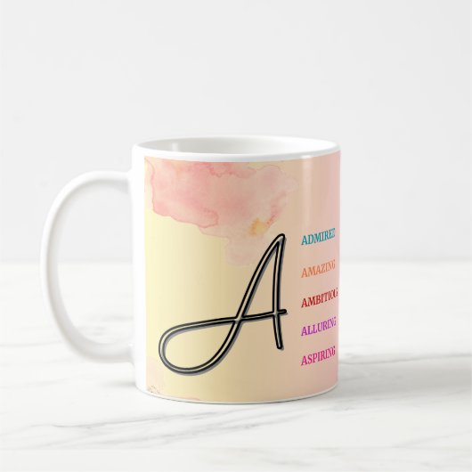 イニシャル「A」マグカップ(11oz) コーヒーマグカップ (左)