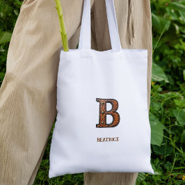 イニシャル「B」の型押しウエスタンレザーモノグラム トートバッグ