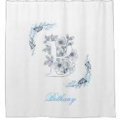 イニシャル"B"ブルーモノグラムカムフローラ シャワーカーテン (正面)