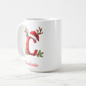 イニシャル C 雪の結晶 メリークリスマス コーヒーマグカップ (正面左)