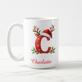 イニシャル C 雪の結晶 メリークリスマス コーヒーマグカップ
