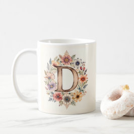 イニシャル D フラワー ボホ フラワーマグ コーヒーマグカップ