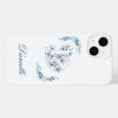 イニシャル "D" ブルーモノグラム カームフラワー Case-Mate iPhoneケース (裏面 (横))