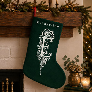 イニシャル E の植物モノグラム オーダーメイドクリスマス・ストッキング スモールクリスマスストッキング