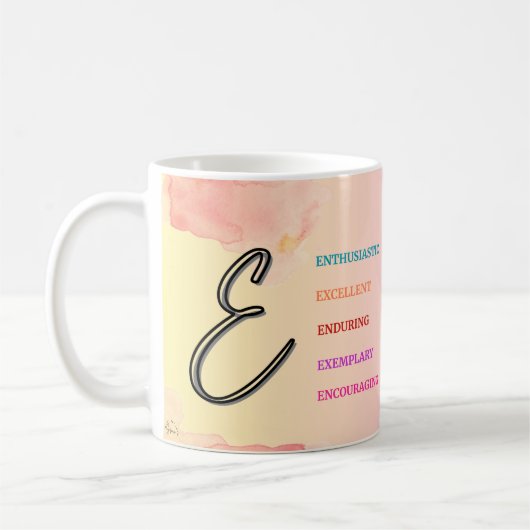 イニシャル「E」マグカップ(11oz) コーヒーマグカップ (左)