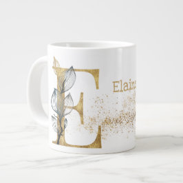 イニシャル「E」特大マグカップ スープ アイスクリーム ジャンボコーヒーマグカップ