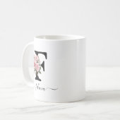 イニシャル F バラの花 フローラル モノグラム 名前入り コーヒーマグカップ (正面左)