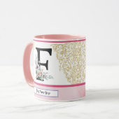 イニシャル「F」フラワースタイル 名前入りマグカップ マグカップ (正面左)