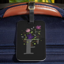イニシャル「F」フラワーデザインラゲッジチャーム