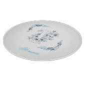 イニシャル"F"ブルーモノグラムカムフローラ カッティングボード (角)