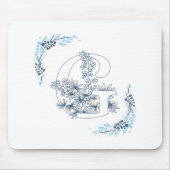 イニシャル"G"ブルーモノグラムカムフローラ マウスパッド (正面)