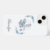 イニシャル "G" ブルー モノグラム カーム フローラル Case-Mate iPhoneケース (裏面 (横))