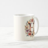イニシャル H フラワー ボホ フラワーモチーフ マグ (正面右)