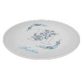 イニシャル"H"ブルーモノグラムカムフローラ カッティングボード (角)