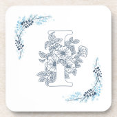 イニシャル"I"ブルーモノグラムカムフローラ コースター (正面)