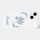 イニシャル「I」ブルーモノグラム カームフラワー Case-Mate iPhoneケース (裏面 (横))