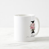 イニシャル I モノグラム フラワー ピンク ローズ マグ (正面右)