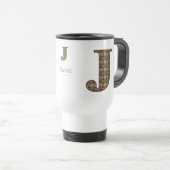 イニシャル J アンティーク フラワー 名入れ トラベルマグ (正面右)