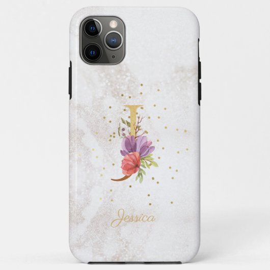 イニシャル J フラワーモノグラム 名前入り Case-Mate iPhoneケース (裏面)