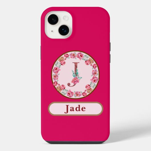 イニシャル J フラワー iPhoneケース (裏面)
