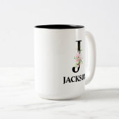 イニシャル J モノグラム おしゃれ ツートーンマグカップ (正面右)
