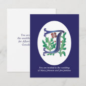 イニシャル J モノグラム フルールドリス 招待状 (正面/裏面)