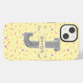 イニシャル J 名前入り モノグラム シルバー iPhoneケース (裏面横)