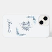 イニシャル"J"青いモノグラムの落ち着いた花柄 Case-Mate iPhoneケース (裏面 (横))