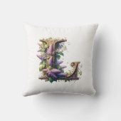 イニシャル「L」 -エレガント薄紫フローラデザイン クッション (裏面)