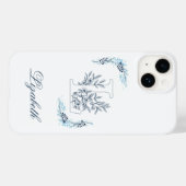 イニシャル"L" ブルーモノグラム カームフラワー Case-Mate iPhoneケース (裏面 (横))