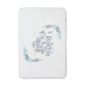 イニシャル"M"ブルーモノグラムカムフローラ バスマット (正面縦)