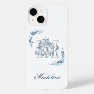 イニシャル"M"ブルーモノグラムカムフローラ Case-Mate iPhone 14ケース