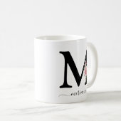 イニシャル M モノグラム フローラル ピンクのバラ マグ (正面右)