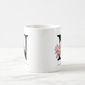 イニシャル N モノグラム フラワー ピンクバラ マグ (中央)