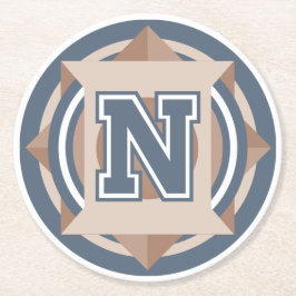 イニシャル「N」モノグラム ラウンドペーパーコースター