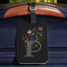 イニシャル「P」フラワーデザインラゲッジチャーム